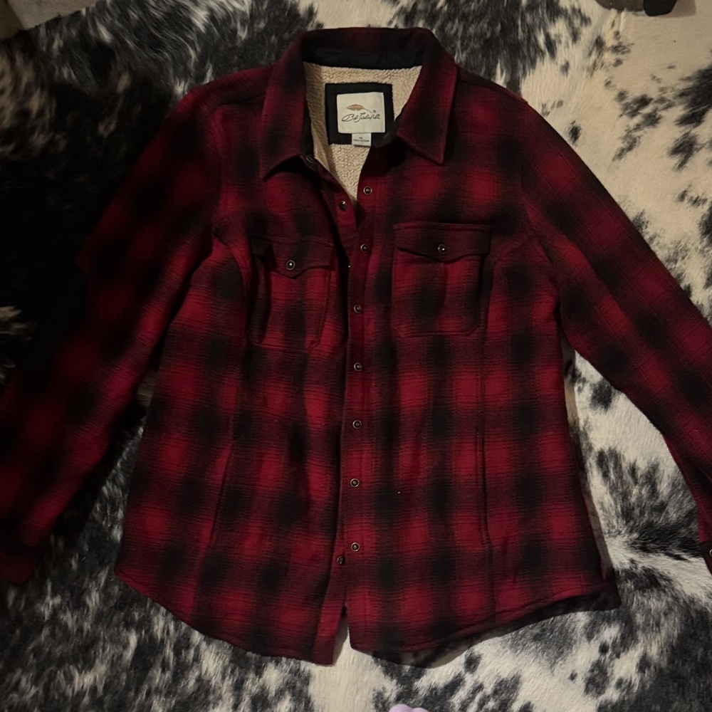 Wrangler Women's Red and Black Plaid Utility Jacket
